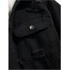 image:imageSOLY HUX Mens Ripped Denim Jacket Button Front Collared Long Sleeve Grunge Jean Jackets StreetwearPure Black