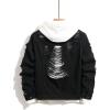 image:imageSOLY HUX Mens Ripped Denim Jacket Button Front Collared Long Sleeve Grunge Jean Jackets StreetwearPure Black