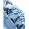 image:imageSOLY HUX Mens Ripped Denim Jacket Button Front Collared Long Sleeve Grunge Jean Jackets StreetwearPure Light Blue