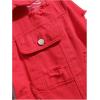 image:imageSOLY HUX Mens Ripped Denim Jacket Button Front Collared Long Sleeve Grunge Jean Jackets StreetwearPure Red