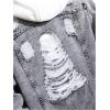 image:imageSOLY HUX Mens Ripped Denim Jacket Button Front Collared Long Sleeve Grunge Jean Jackets StreetwearSolid Grey