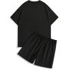 image:imageSOLY HUX Mens Short Sets Outfits Two Piece Tracksuit Short Sleeve T Shirt and Shorts Summer Sport SuitBlack Graphic