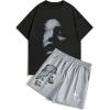 image:imageSOLY HUX Mens Short Sets Outfits Two Piece Tracksuit Short Sleeve T Shirt and Shorts Summer Sport SuitBlack and Grey