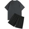 image:imageSOLY HUX Mens Short Sets Outfits Two Piece Tracksuit Short Sleeve T Shirt and Shorts Summer Sport SuitGrey Black Graphic