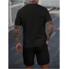 image:imageSOLY HUX Mens Summer 2 Piece Outfit Textured T Shirt and Shorts Set Short Sleeve Casual TracksuitsPlain Black