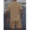 image:imageSOLY HUX Mens Summer 2 Piece Outfit Textured T Shirt and Shorts Set Short Sleeve Casual TracksuitsPlain Khaki