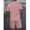 image:imageSOLY HUX Mens Summer 2 Piece Outfit Textured T Shirt and Shorts Set Short Sleeve Casual TracksuitsPlain Pink