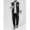 image:imageSOLY HUX Mens Tracksuit 2 Piece Outfits Color Block Letter Graphic Long Sleeve Varsity Jacket and Pants SetBlack and White Letter