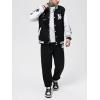 image:imageSOLY HUX Mens Tracksuit 2 Piece Outfits Color Block Letter Graphic Long Sleeve Varsity Jacket and Pants SetBlack and White Letter