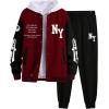 image:imageSOLY HUX Mens Tracksuit 2 Piece Outfits Color Block Letter Graphic Long Sleeve Varsity Jacket and Pants SetMulticoloured Letter