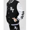 image:imageSOLY HUX Mens Varsity Jacket Color Block Letter Graphic Long Sleeve Baseball Jacket Bomber CoatBlack Letter