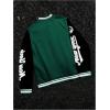 image:imageSOLY HUX Mens Varsity Jacket Color Block Letter Graphic Long Sleeve Baseball Jacket Bomber CoatGreen Letter Graphic