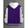 image:imageSOLY HUX Mens Varsity Jacket Color Block Letter Graphic Long Sleeve Baseball Jacket Bomber CoatPurple Letter