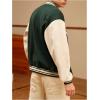 image:imageSOLY HUX Mens Varsity Jacket Graphic Button Down Long Sleeve Baseball Outerwear Coat Preppy ClothesDark Green