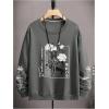 image:imageSOLY HUX Sweatshirts for Men Floral Letter Graphic Crew Neck Long Sleeve Pullover Fall TopsGrey Floral