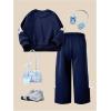 image:imageSOLY HUX Toddler Girls Fall Clothes 2 Piece Set Bowknot Crewneck Sweatshirts and Wide Leg Pants Sports OutfitsDark Blue
