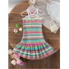 image:imageSOLY HUX Toddler Girls Summer Dresses Striped 3D Floral Ruffle Sleeveless Short Dress Beach Vacation ClothesMulti Striped