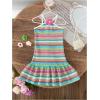 image:imageSOLY HUX Toddler Girls Summer Dresses Striped 3D Floral Ruffle Sleeveless Short Dress Beach Vacation ClothesMulti Striped