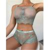 image:imageSOLY HUX Womens Floral Lace Sheer Bra and Boyshorts Panty 2 Piece See Through Lingerie SetPlain Green