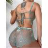 image:imageSOLY HUX Womens Floral Lace Sheer Bra and Boyshorts Panty 2 Piece See Through Lingerie SetPlain Green