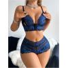 image:imageSOLY HUX Womens Lace Lingerie Set Front Closure Wireless Bra and Boyshorts Matching SetsBlue