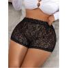 image:imageSOLY HUX Womens Plus Size Floral Lace Boyshorts Underwear High Waisted Sheer Boxer Briefs PantiesBlack