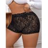 image:imageSOLY HUX Womens Plus Size Floral Lace Boyshorts Underwear High Waisted Sheer Boxer Briefs PantiesBlack