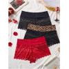 image:imageSOLY HUX Womens Plus Size Lace Boyshorts Underwear 3 Pack Leopard Sheer Brief PantiesMulticolor