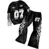 image:imageSOLY HUX Boys Sweatsuits 2 Piece Outfits Letter Number Graphic Long Sleeve Sweatshirt and Sweatpants Sets StreetwearBlack and White