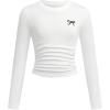 image:imageSOLY HUX Girls Bow Graphic Tees Y2k Ruched Long Sleeve Crew Neck T Shirt Cute Fall TopsWhite Bow