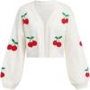 image:imageSOLY HUX Girls Cherry Graphic Open Front Crop Cardigan V Neck Long Sleeve Sweater Tops Fall ClothesWhite Cherry