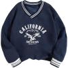 image:imageSOLY HUX Girls Graphic Sweatshirt Letter Print V Neck Drop Shoulder Long Sleeve Preppy Casual Pullover TopsRoyal Blue Letter
