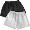 image:imageSOLY HUX Girls Summer Casual Sweat Shorts 2 Packs Elastic Waist Wide Leg Short Pants with PocketBlack and Grey