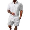 image:imageSOLY HUX Mens 2 Piece Outfits Tropical Print Short Sleeve Button Down Hawaiian Shirt and Shorts SetPlain White