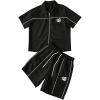 image:imageSOLY HUX Mens 2 Piece Summer Outfits Graphic Zip Up Short Sleeve Collared Shirt and Shorts Set Casual TracksuitBlack Star