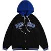 image:imageSOLY HUX Mens Casual 2 in 1 Hoodie Jackets Bomber Jacket Hooded Zipper Snap Long Sleeve Baseball JacketsBlack and Blue