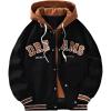 image:imageSOLY HUX Mens Casual 2 in 1 Hoodie Jackets Bomber Jacket Hooded Zipper Snap Long Sleeve Baseball JacketsBlack and Brown