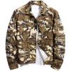 image:imageSOLY HUX Mens Denim Jacket Letter Graphic Button Down Flap Pocket Long Sleeve Streetwear JacketMulticolor Camo