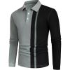 image:imageSOLY HUX Mens Golf Color Block Tennis Shirts Long Sleeve Collared Business TShirtGrey Colorblock