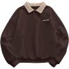 image:imageSOLY HUX Mens Letter Embroidery Sweatshirt Long Sleeve Collared Button Pullover Tops StreetwearBrown Letter