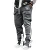 image:imageSOLY HUX Mens Letter Graphic Flare Sweatpants Drawstring Elastic Waist Cargo Pants with PocketsDark Grey Letter