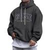 image:imageSOLY HUX Mens Letter Graphic Hoodies Drawstring Long Sleeve Oversized Sweatshirt Loose Pullover TopDark Grey Letter Print