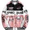 image:imageSOLY HUX Mens Racing Jacket Button Down Graphic Varsity Jackets Car Racing Jacket Men Motorcycle Outerwear StreetwearPink Multi