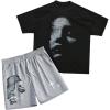 image:imageSOLY HUX Mens Short Sets Outfits Two Piece Tracksuit Short Sleeve T Shirt and Shorts Summer Sport SuitBlack and Grey