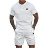 image:imageSOLY HUX Mens Summer 2 Piece Outfit Textured T Shirt and Shorts Set Short Sleeve Casual TracksuitsPlain White