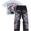 image:imageSOLY HUX Mens Summer Two Piece Outfits Short Sleeve Graphic T Shirt Pants Set Y2k Streetwear ClothesBlack White Multi