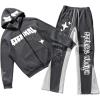 image:imageSOLY HUX Mens Sweatsuit 2 Piece Outfits Letter Graphic Zip Up Long Sleeve Hoodie Sweatshirt and Sweatpants Tracksuit SetGrey Letter