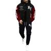 image:imageSOLY HUX Mens Tracksuit 2 Piece Outfits Color Block Letter Graphic Long Sleeve Varsity Jacket and Pants SetMulti Letter Graphic Print