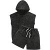 image:imageSOLY HUX Mens Tracksuit Set 2 Piece Outfits Summer Hooded Tank Top and Shorts Sports StreetwearPlain Black