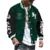 image:imageSOLY HUX Mens Varsity Jacket Color Block Letter Graphic Long Sleeve Baseball Jacket Bomber CoatGreen Letter Graphic